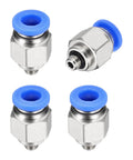 4 Pack Push To Connect Pneumatic Fittings M5 Brass Straight Quick Connect Adapters For 6mm 0.24 Inch Tubing Blue Air Line Fittings Displayed