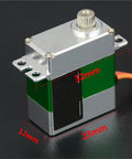 Heavy Duty Micro Digital Servo With Coreless Motor And Tough Metal Casing For MGD Steering Gear Swaps side view with dimensions.