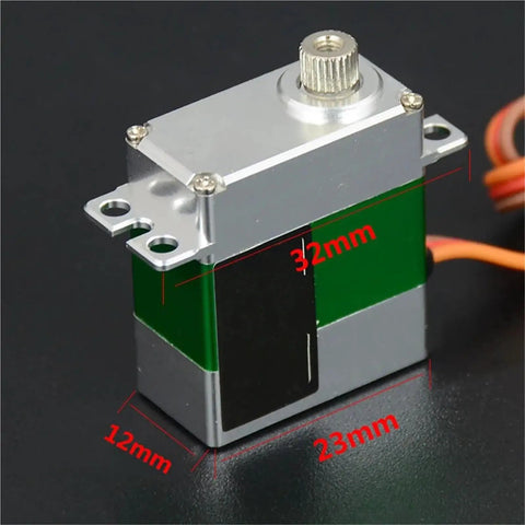 Heavy Duty Micro Digital Servo With Coreless Motor And Tough Metal Casing For MGD Steering Gear Swaps side view with dimensions.