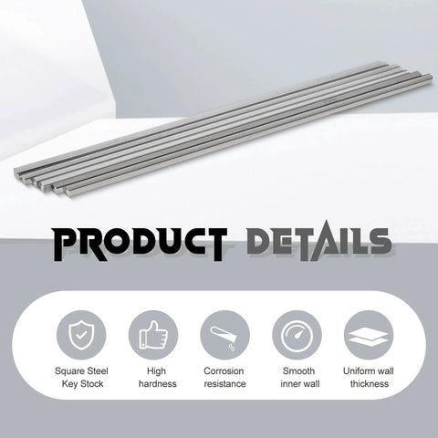 Six Piece 1/4 Inch Square Steel Bar Stock Set Cold Drawn Precision Key Stock Metal Bars Each 12 Inches Long Ideal For Milling