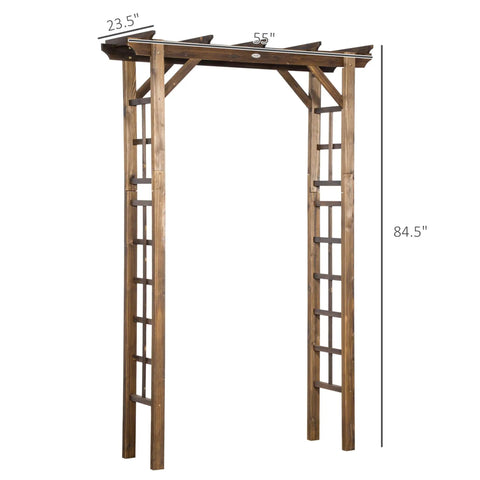Carbonized Wood Garden Arbor For Outdoor Weddings And Ceremonies, Elegant Arch Trellis For Climbing Vines, Backyard Backdrop, Sturdy 85 Inch Outdoor Garden Arch