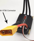 150A Waterproof Brushless ESC with XT90 6mm banana plug connector for 2-6S RC Boats and Model Ships, 5V 5A BEC visible