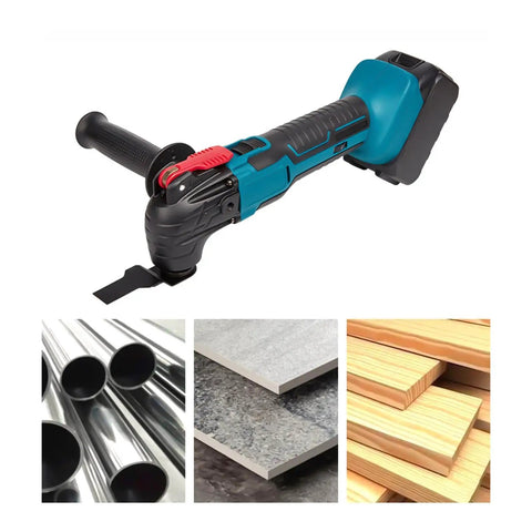 Cordless Battery Angle Grinder With Variable Speed And Low Vibration Ergonomic Handle, showcased with metal pipes and wood panels.