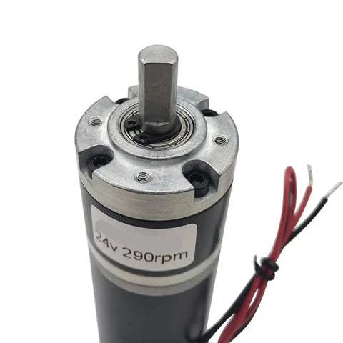 Powerful 12V And 24V Dc Planetary Gear Motor With Insane Torque And Low Noise For Reliable Automation Projects And Custom Robotic Builds That Run Smoothly, top view with hexagonal shaft.