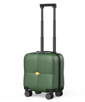 14 Inch Underseat Carry On Luggage With Wheels, TSA Approved Hardshell Cabin Bag For Short Trips, Dark Green, extended handle view