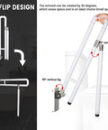 Foldable 29.5 Inch Handicap Grab Bars Rails With Flip Up Arm Rails And Anti Slip Grip for shower safe support, 90-degree flip design