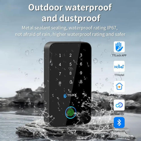 Waterproof Fingerprint Access System With App Bluetooth Unlock All In One Door Lock No Brainer Access NFC RFID Card Reader Password