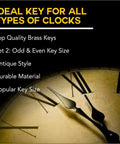 Two Piece 5 In 1 Brass Clock Winding Key Set With Odd And Even Numbers, Ideal Key for All Types of Clocks, Antique Style