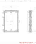 Front and side views of Otdorpatio project box with hinged black cover, IP67 waterproof ABS, 5.9x3.9x2.8 in