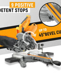 Eight And A Quarter Inch Sliding Miter Saw With Laser Guide For Wood And Metal Cuts, Twelve Point Five Amp Bevel Sliding Chop Saw, Sliding Compound Design, 310mm By 62mm Capacity