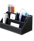 5 Piece Desk Organizer Set With PU Leather Finish Looks Slick And Keeps Your Desk Ultra Tidy Multifunction Storage Box