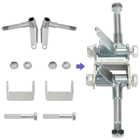 Go Kart Steering Spindle Bracket Set With Five Eighths Inch Axle And Rod End Ball Joint, Three And Three Quarters Inch Mount components