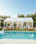 10x30 Ft Party Tent Outdoor Canopy For Parties With 8 Removable Sidewalls Waterproof Gazebo Style Backyard Shelter at poolside event