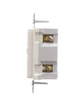 Heavy Duty 15 Amp Tamper Resistant Arc Fault Circuit Interrupter Outlet With Visual Trip Indicator Light For Home Wiring Security Light Almond Grounded Receptacles Case Of Ten side view showing brass contacts and screws.