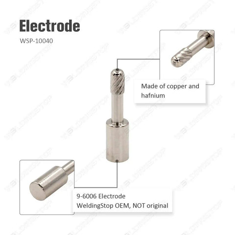 Close-up of 9-6006 plasma electrode for Plasma Cutter Consumables Kit With Torch Electrode Tip Nozzle And Gas Distributor for Dynapak 110 PAK 2XT