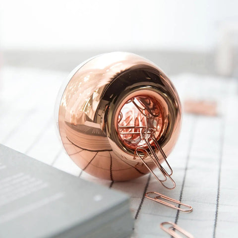 Magnetic Rose Gold Paper Clip Holder Dispenser With 100 Paper Clips Desk Office Organizer Apple Shape Design Luxury Home Decor