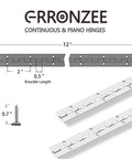 2 Pack 12 Inch Piano Hinge 1 Inch Wide Continuous Stainless Steel 304 Heavy Duty Hinge With 0.04 Inch Leaf Thickness 0.5 Inch Knuckle Length