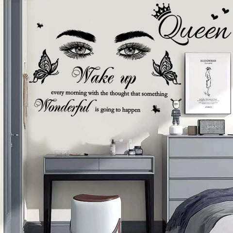 Wake Up Every Morning With The Thought Something Wonderful Is Gonna Happen Inspirational Quote Wall Decal in bedroom decor