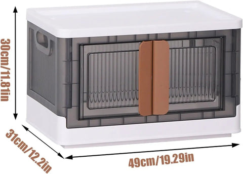 No Fuss Foldable Storage Bins Featuring Secure Snap Lids And Smooth Rolling Wheels, stackable plastic cube container, 49x31x30cm.