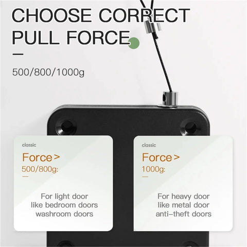 Punch Free Automatic Door Closer For Sliding Glass Doors Adjustable Tension From 500g To 1000g Easy No Drill Installation info graphic