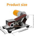 Ultra Compact Mini Electric Belt Sander With Grinder Set shown with dimensions and design features, ideal for DIY projects.