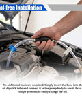 Heavy Duty Manual Car Gasoline Siphon Hose Pump With High Flow PVC Tube For Rapid Fuel And Water Transfer Portable Hand Pump in use with oil dipstick