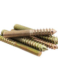 Close-up of Heavy Duty M5 Hanger Bolt Set For Wood To Metal Dowels Double Ended Furniture Fixing Screws, self tapping, 35mm length