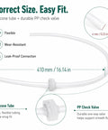Top Shelf Silicone Pressure Tubes With One Way Check Valves 10 Pack Replacement Hoses smooth silicone tubing with check valve detail.