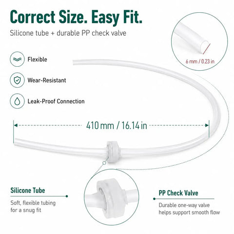 Top Shelf Silicone Pressure Tubes With One Way Check Valves 10 Pack Replacement Hoses smooth silicone tubing with check valve detail.