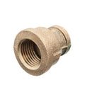 Rugged Brass Reducing Coupling Adapter 1-1/4 To 3/4 BSPT Female Class 125 Straight Pipe Fitting, lead-free brass construction.