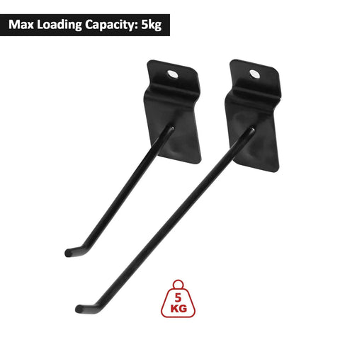 100 Pack Black Slatwall Hooks 10 Inch Long Heavy Duty Iron Slatwall Panel Hangers For Garage Shop Retail Displays Pro Grade Rustproof Slatboard Display Hooks