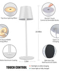 Cordless LED Desk Lamp With 5000mAh Rechargeable Battery Touch Night Light Wireless Minimalist Design with touch control features