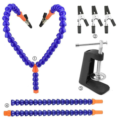 Ultimate Soldering Helping Hands Clamp With 4 Precision Alligator Clips, Adjustable Vise Clip, components displayed