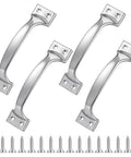4 Pack Stainless Steel Garage Door Handle Set With 6 Inch Heavy Duty Gate Handles Included 16 Screws Ideal For Screen Doors Shed Doors Wooden Fences Outdoor Use Silver Finish