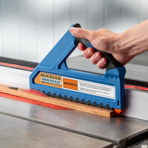 Slick D Handle Narrow Push Block For Table Saw Safety keeps fingers clear of blades with non-slip base and sturdy grip.
