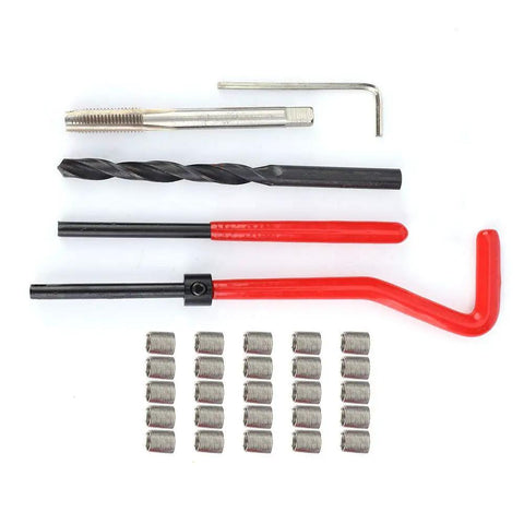 30-Piece Heavy-Duty Thread Repair Kit For Aluminum And Soft Metals With Stainless Steel M6x1 Threaded Inserts, Drill, Tap, Wrench