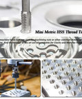 7 Piece Metric Tap Set HSS Tapping Tools M3 M4 M5 M6 M8 M10 M12 For Metalworking Pro Grade Hand Tap Kit in use with metal
