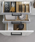 Slick Matte Black Square Bar Cabinet Pulls 5 Pack With 3 3/4 Inch Hole Centers Heavy Duty Stainless Steel Drawer Handles For Kitchen Cabinets And Bedroom Dressers Top Shelf Furniture Hardware That Fits Like A Glove used on organized kitchen drawers with utensils.