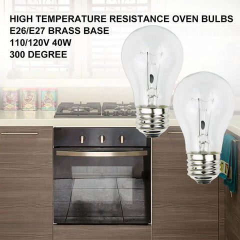 Four Pack A15 Oven Bulbs 40W 120V With E26 Base 2700K Warm White 330 Lumens High Temp Ready Up To 572F shown in kitchen