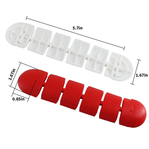 Close-up of red and white silicone barriers dimensions for Drift Fence Track Set For 1 To 28 Scale RC Cars 120 Piece Silicone Anti Scratch Runway Barriers For Wltoys K979 K999 Mini Z And Other Popular Models Perfect For Realistic Drifting Practice