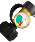 Two Pack Propane Tank Gauge Level Indicator And Leak Detector For 5 To 40 Pound Tanks QCC1 Type1 Compatible Color Coded Dial Airtight Seal Easy Read Fuel Level Without Removing Tank close-up