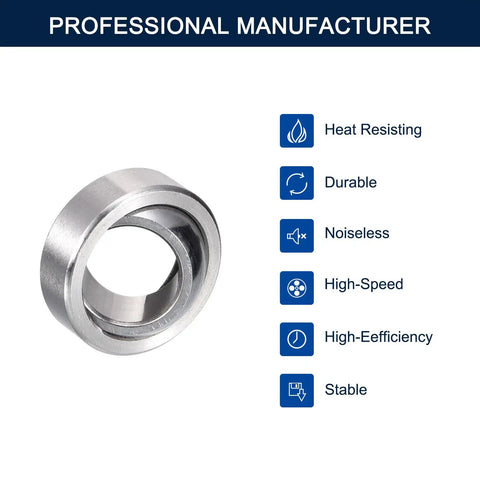GE10C Radial Spherical Plain Bearings Featuring 10mm Inner Diameter Plus 19mm Outer Diameter And 9mm Width, Self Lubricating Sealed Construction Rock Solid For Heavy Duty Smooth Operation Pack Of Two. Metal spherical bearing highlighting durability.