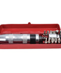 Heavy Hitter Manual Impact Driver Set Half Inch Square To Hex Reversible Wrench in red case with bits for garage work.