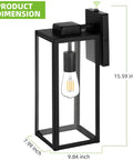 16 Inch Outdoor Wall Lantern Dusk To Dawn Sconce Waterproof Exterior Lighting Anti Rust Matte Black Porch Lamp With Glass Shade And E26 Socket