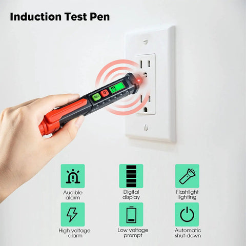 Dual Range Non Contact AC Voltage Tester With LCD Display And Buzzer Alarm, Detects 12V-1000V And 48V-1000V in use detecting outlet voltage