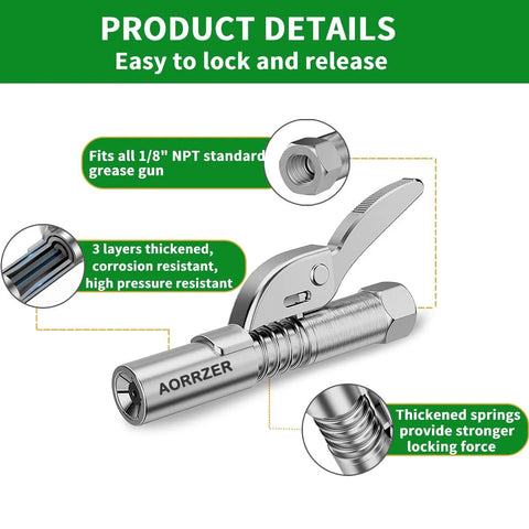 narrow access grease gun needle with 1/8 NPT thread