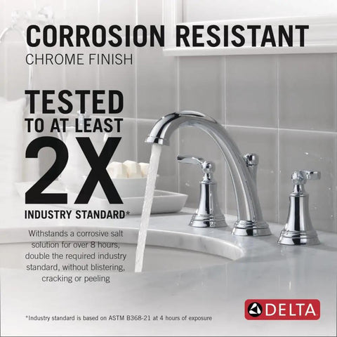 Woodhurst Chrome 3 Hole 8 Inch Widespread Bathroom Faucet Corrosion Resistant Tested 2X Industry Standard