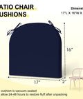 Set Of 4 Navy Outdoor Chair Cushions Water Resistant With Ties 17 By 16 By 2 Inches High Density Foam Seats For Patio Furniture