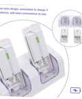 Dual Slot Controller Battery Charger Dock With USB Cable White Durable Charging Station For Rechargeable Batteries