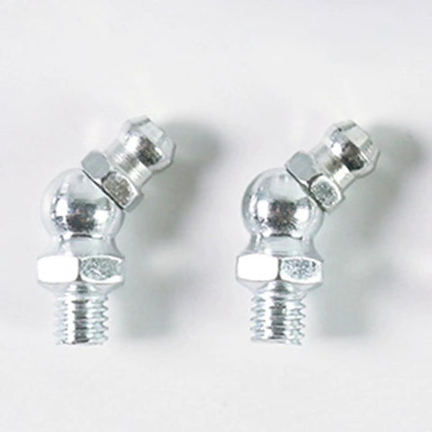 Two hydraulic nipples from Pro Grade 10 Piece Metric Grease Fittings Kit With 90 Degree Elbows And Hydraulic Nipples For Automotive Machinery Industrial Use On Tractors Excavators Trailers And More